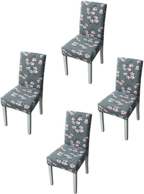 HOUSE OF QUIRK Polyester 1 Seater Chair Floral Cover(Pack of 4 Pink)