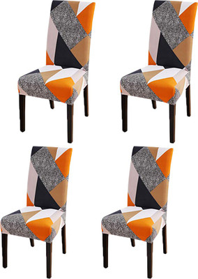 HOUSE OF QUIRK Polyester Geometric 1 Seater Chair Cover(Multicolor Pack of 4)