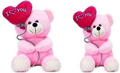 LABATHWAYS Combo Offer Pack of 2 Cute Ballon Teddy Bear Pink I Love You Balloon Teddy Bear 20 cm  - 30 cm(Pink)