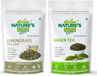 Nature's Precious Gift Lemongrass & Green Tea - 100 GM Each Unflavoured Herbal Tea Pouch(2 x 100 g)