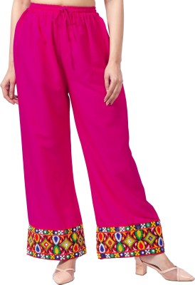 DIAMO Flared Women Pink Trousers