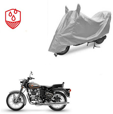 Atulit enterprises Waterproof Two Wheeler Cover for Royal Enfield(Bullet 500, Silver)