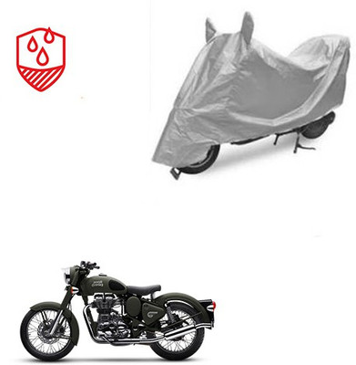 Atulit enterprises Waterproof Two Wheeler Cover for Royal Enfield(Battle, Silver)