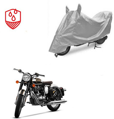 SRENTERPRISES Two Wheeler Cover for Royal Enfield(Classic Chrome, Silver)