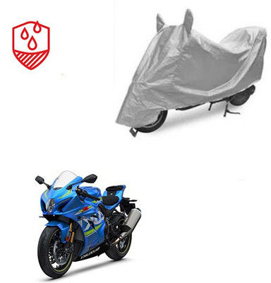 SRENTERPRISES Two Wheeler Cover for Suzuki(GSX, Silver)