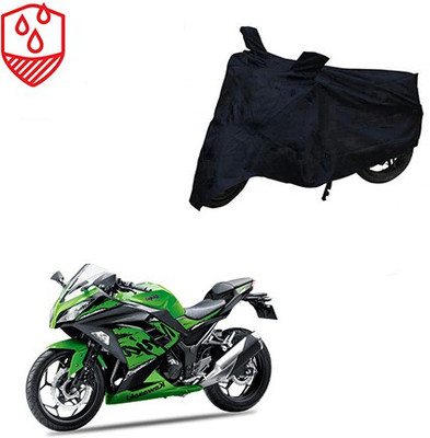 MOTOWORLD Two Wheeler Cover for Kawasaki(Ninja 300, Black)