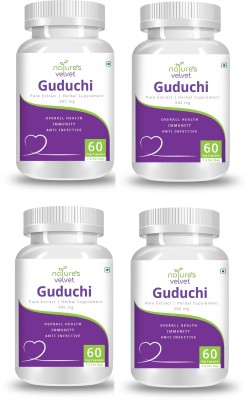 Natures Velvet Lifecare Guduchi Pure Extract 500 mg, 60 Veggie Capsules - Pack of 4(4 x 60 No)