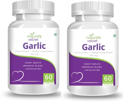 Natures Velvet Lifecare Garlic Pure Extract 500 mg, 60 Veggie Capsules - Pack of 2(2 x 60 No)