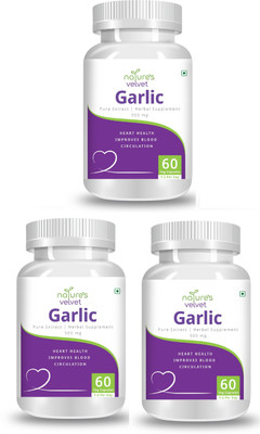 Natures Velvet Lifecare Garlic Pure Extract 500 mg, 60 Veggie Capsules - Pack of 3(3 x 60 No)