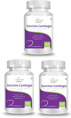 nature's velvet Garcinia Cambogia Pure Extract 500 mg, 60 Veggie Capsules - Pack of 3(3 x 60 No)