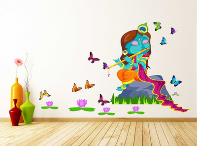 Wallzone 125 cm Little Krishna Removable Sticker(Pack of 1)