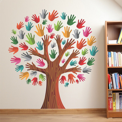 Wallzone 90 cm Colorfull Tree Removable Sticker(Pack of 1)