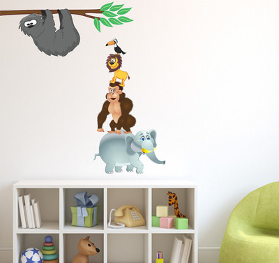 LANSTICK 101.6 cm ANIMALS ON ONE BY ONE STICKER Self Adhesive Sticker(Pack of 1)