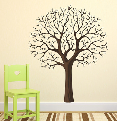 fuzzy 100 cm tree Self Adhesive Sticker(Pack of 1)