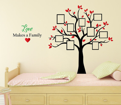 TRIDENT 140 cm Family Photoframe Tree Removable Sticker(Pack of 1)