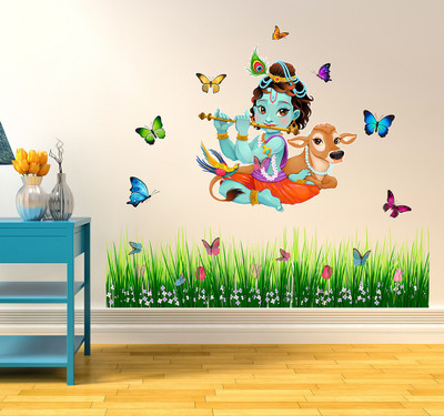 Littlebuds 100 cm Lord Krishna Removable Sticker(Pack of 1)