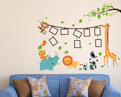 WALL STICKS 91.44 cm FAMILY TREE FRAME WITH ANIMALS STICKER Self Adhesive Sticker(Pack of 1)