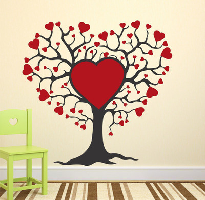 fuzzy 80 cm lovely tree Self Adhesive Sticker(Pack of 1)