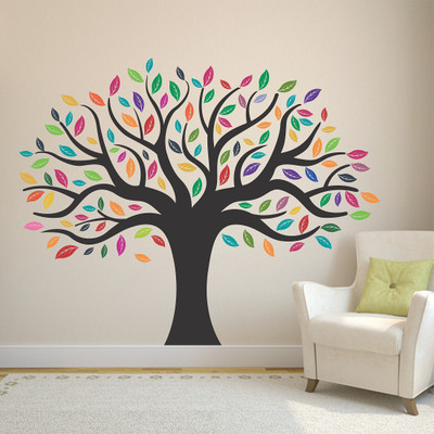 Wallzone 110 cm Colorful Tree Removable Sticker(Pack of 1)