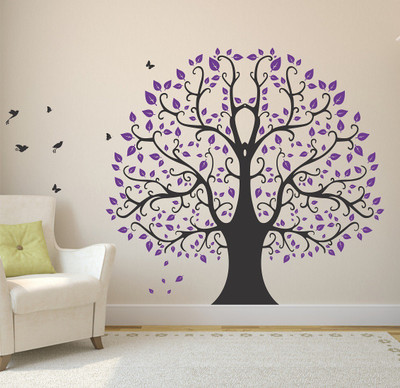 fuzzy 110 cm tree Self Adhesive Sticker(Pack of 1)