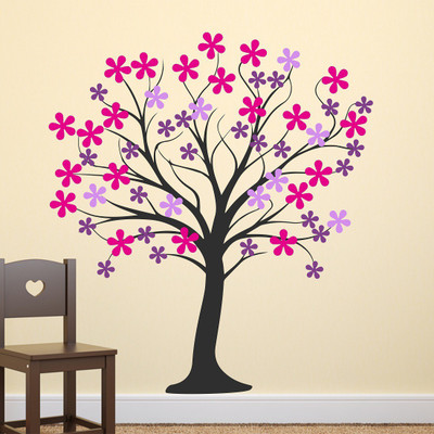 Wallzone 90 cm Colorfull Tree Removable Sticker(Pack of 1)