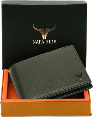 napa hide Men Casual Green Genuine Leather Wallet(10 Card Slots)
