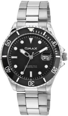 OMAX SS200 Glow in The Dark (Black Dial Silver Steel Chain Luminous Index Dial) Analog Watch  - For Men