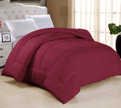 Linenovation Solid Single Comforter for  Heavy Winter(Polyester, Maroon)