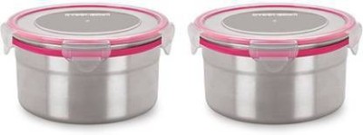 di select Steel Fridge Container  - 500 ml(Pack of 2, Silver, Pink)