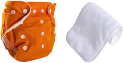 meet novelty reusable, washable baby cloth orenge diaper WITH INSERT. - M