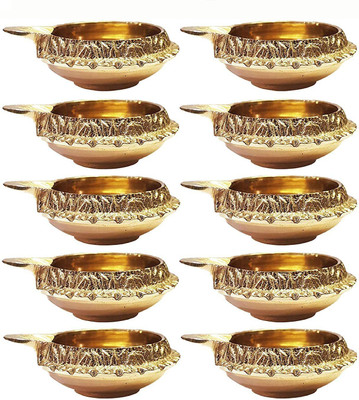 PRATHAMPUJA Brass (Pack of 10) Table Diya Set(Height: 1 inch)