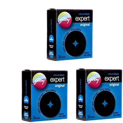 Godrej Natural Black Expert Powder Hair Colour - 24 x 3 g Packs , Natural Black