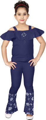 BURBN Girls Casual Top Pant(Navy)