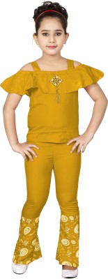 BURBN Girls Casual Top Pant(Yellow)