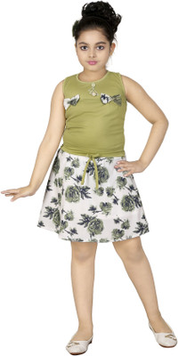 BURBN Girls Casual Top Skirt(Green)