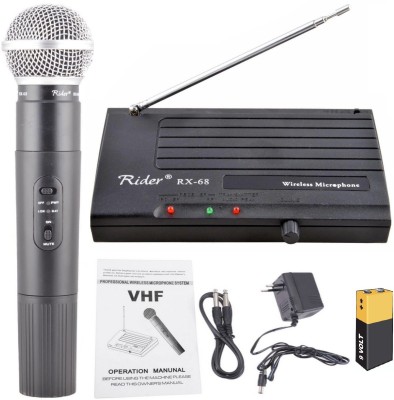 BALRAMA 200ft Wireless Range Rider Rx-68 Vhf Series Wireless / Cordless Microphone Single Channel Cordless Portable Professional Handheld Single Channel Transmitter Microphone Mic Set Very High Frequency Wireless Cordless Microphone System for Studio, Karaoke, Radio, Live-performances, Conference, M