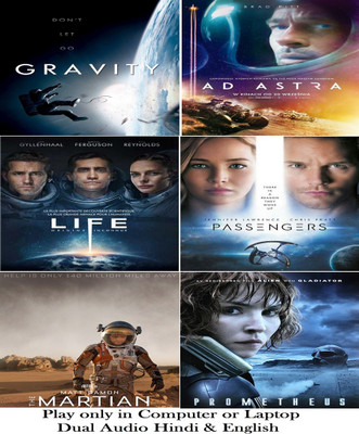 Gravity , Ad Astra , Life , Passengers , The Martian , Prometheus (6 Movies) in Hindi & English both play only in Computer or Laptop HD Quality without Poster(DVD Hindi)