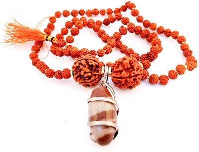 RAM RATAN KENDRA Ram Ratan Kendra Natural Narmadeshwar ling Mala with 5 Mukhi Rudraksha Stone Locket Set