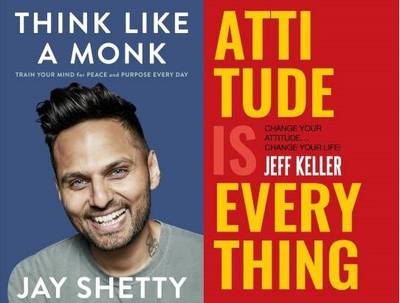 Set Of 2 (Attitude Is Everything + Think Like A Monk) Best Novels (Paperback, JAY SHETTY, JEFF KELLER)