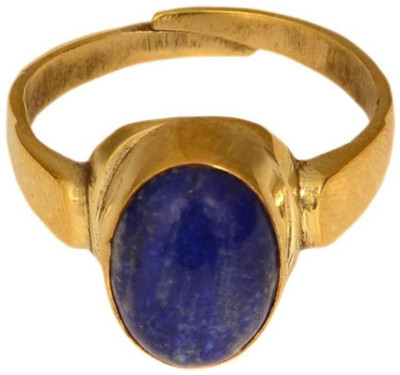 Takshila Gems Natural Lapis Lazuli Ring Lab Certified Adjustable Ring in Panchdhatu (5 Metals), Lajward Stone Ring (9.25 Ratti / 8.32 Carat) Stone Lapis Lazuli Ring