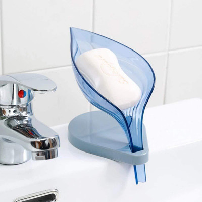 Visionplast Leaf Shape Soap Box Self Draining Bathroom Soap Holder(Blue)