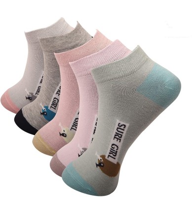 Ross & Rack Women Solid, Self Design Ankle Length, Low Cut, Peds/Footie/No-Show(Pack of 5)