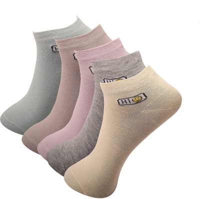 Ross & Rack Women Solid, Self Design Ankle Length, Low Cut, Peds/Footie/No-Show(Pack of 5)