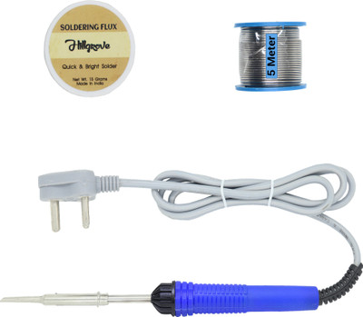 Hillgrove Electronic Repairing 3in1 Mobile Soldering Iron Equipment Tool Machine Combo Kit Set with Flux Paste and Wire 25 W Simple(Flat Tip)