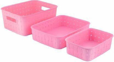 YaaHe Plastic Multipurpose smart Basket Plastic Box Storage Basket(Pack of 3)