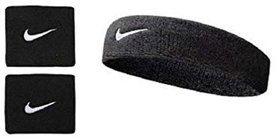 RIO PORT Sweatband Set 1x Headband 2X Wristbands Head Support(Black)