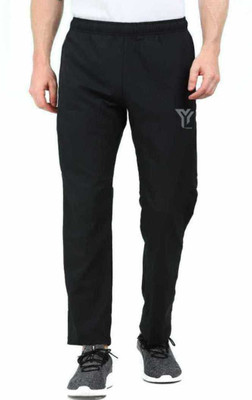 YUNEK Solid Men Black Track Pants