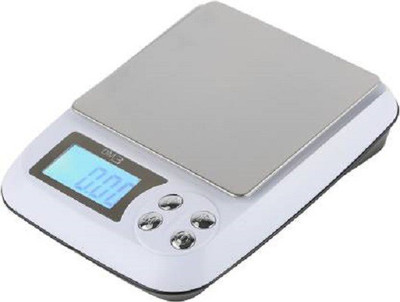 D-DEVOX DM.3 Jewellery Rectangle Platter 1g to 500g With BATTERIES Weighing Scale (WHITE) Weighing Scale (WHITE,SILVER) Weighing Scale(White)