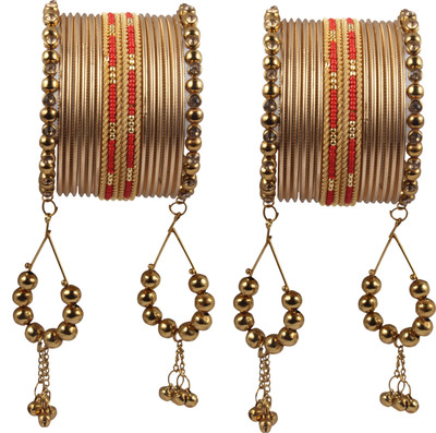 Shiv_Jewels Alloy Pearl Gold-plated Bangle(Pack of 32)