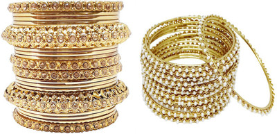 Anahat collection Metal Gold-plated Bangle Set(Pack of 30)